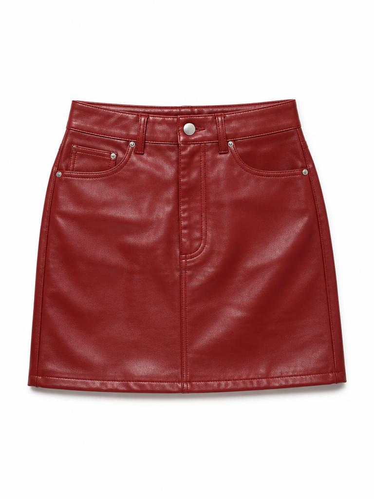 Red leather skirt product photo